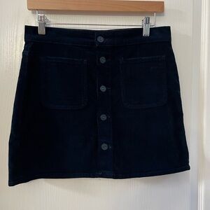 Mother Denim corduroy button up mini skirt. Dark Navy Blue. Size 26
